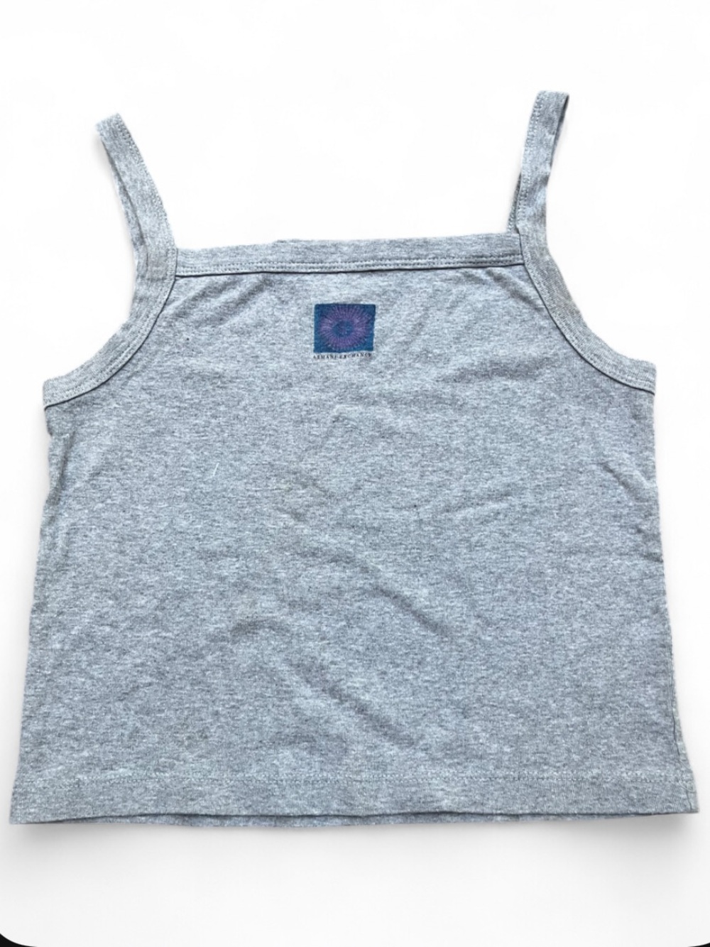 Armani Exchange size medium Gray Tank Top with Purple Logo 100% cotton